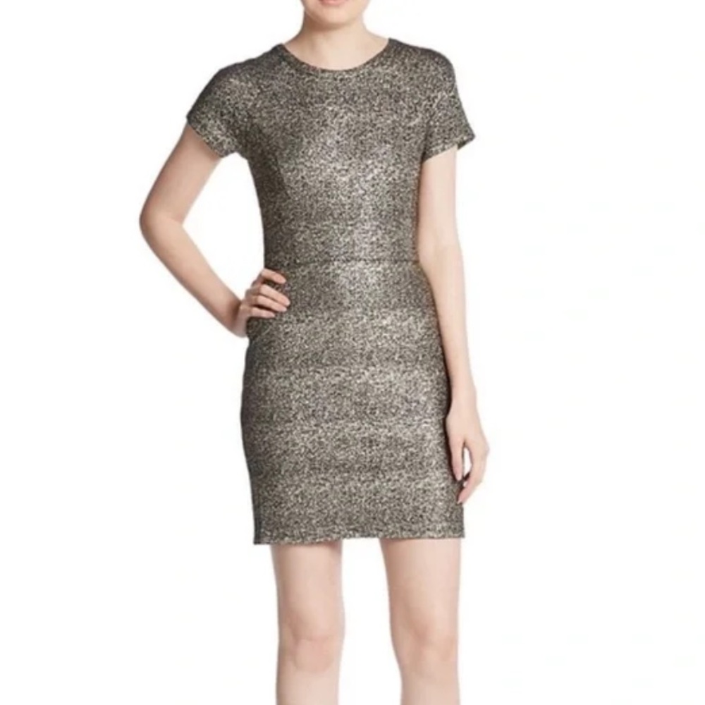 COLLECTIVE CONCEPTS Gold Metallic Size L Dress NWOT